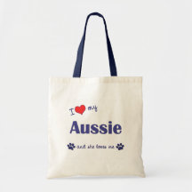 I Love My Aussie (Female Dog) Canvas Bags