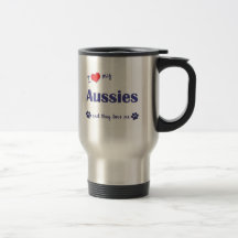 I Love My Aussies (Multiple Dogs) Mugs