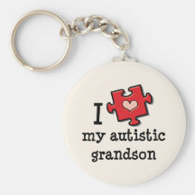 I Love My Autistic Grandson Key Chain