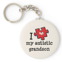 I Love My Autistic Grandson Key Chain