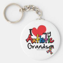 I Love My Autistic Grandson Keychain