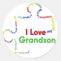 I Love my autistic Grandson Puzzle Piece Round Sticker