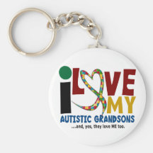 I Love My Autistic Grandsons 2 AUTISM AWARENESS Keychains