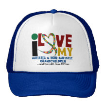 I Love My Autistic & NonAutistic Grandchildren 2 Mesh Hats