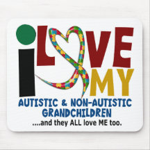 I Love My Autistic & NonAutistic Grandchildren 2 Mouse Pads