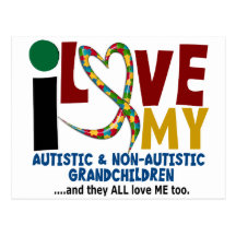 I Love My Autistic & NonAutistic Grandchildren 2 Postcard