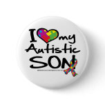 I Love My Autistic Son Pinback Buttons