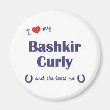I Love My Bashkir Curly (Female Horse) Refrigerator Magnets
