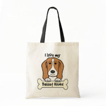 I Love My Basset Hound Tote Bag