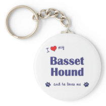 I Love My Basset Hound (Male Dog) Keychain