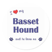 I Love My Basset Hound (Male Dog) Sticker
