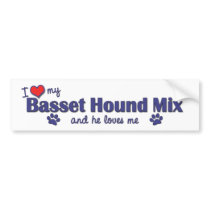 I Love My Basset Hound Mix (Male Dog) Bumper Sticker
