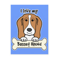 I Love My Basset Hound Postcard