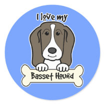 I Love My Basset Hound Round Stickers