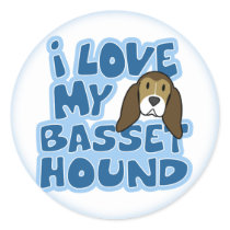 I Love My Basset Hound Stickers