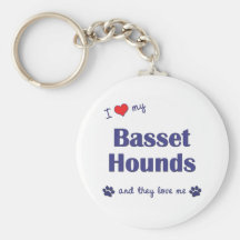 I Love My Basset Hounds (Multiple Dogs) Keychain