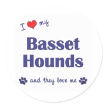 I Love My Basset Hounds (Multiple Dogs) Round Stickers