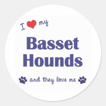 I Love My Basset Hounds (Multiple Dogs) Round Stickers