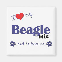 I Love My Beagle Mix (Male Dog) Refrigerator Magnets