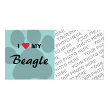 I Love My Beagle Pawprint Photo Card Template