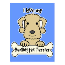I Love My Bedlington Terrier Postcards