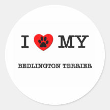 I LOVE MY BEDLINGTON TERRIER ROUND STICKER