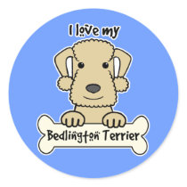 I Love My Bedlington Terrier Round Stickers
