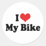 I Love My Bike Round Sticker