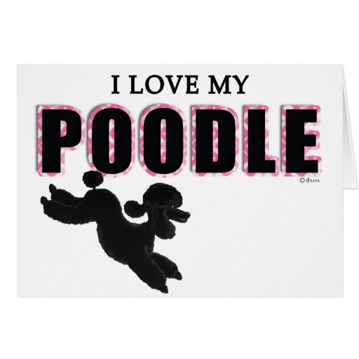I Love My Black Poodle Greeting Cards
