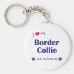 I Love My Border Collie (Female Dog) Keychains
