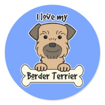 I Love My Border Terrier Round Sticker