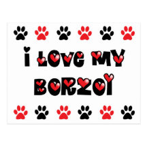I Love My Borzoi Postcard