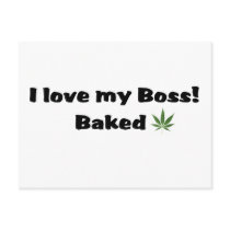 I Love my Boss Baked Postcard