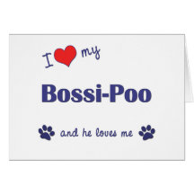 I Love My Bossi-Poo (Male Dog) Greeting Cards