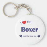 I Love My Boxer (Male Dog) Keychain