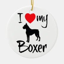 I Love My Boxer Ornaments