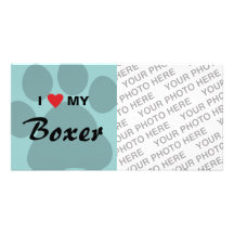I Love My Boxer Pawprint Picture Card