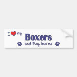 I Love My Boxers (Multiple Dogs) Bumper Sticker
