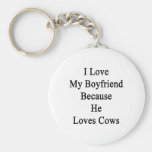 I Love My Boyfriend Because He Loves Cows Keychain
