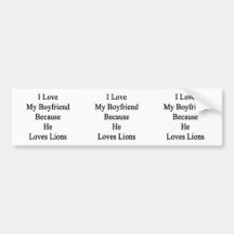 I Love My Boyfriend Because He Loves Lions Bumper Stickers