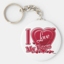 I Love My Boys red - heart Key Chain
