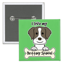 I Love My Brittany Spaniel Pinback Buttons