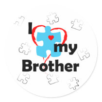 I Love My Brother - Autism Round Stickers