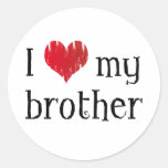 I love my brother round sticker