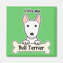 I Love My Bull Terrier Refrigerator Magnet