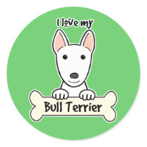 I Love My Bull Terrier Round Sticker