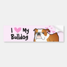 I Love My Bulldog Bumper Stickers