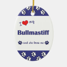 I Love My Bullmastiff (Female Dog) Christmas Tree Ornament