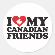 I Love My Canadian Friends Round Stickers