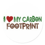 I Love My Carbon Footprint Round Sticker